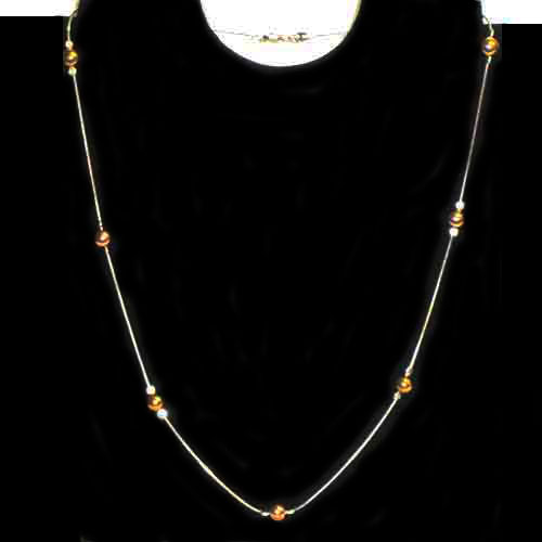 Imagen gargantilla plata bolas color cobre grandes
